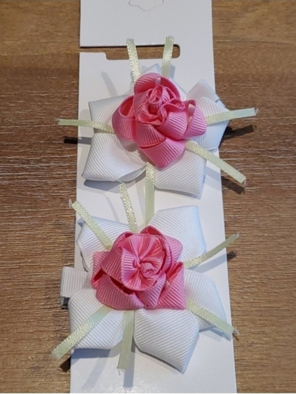 Hot Pink Rose Hair Clips Set of 2 Kawaii Coquette Cottagecore Hair Bows - Picture 4 of 5